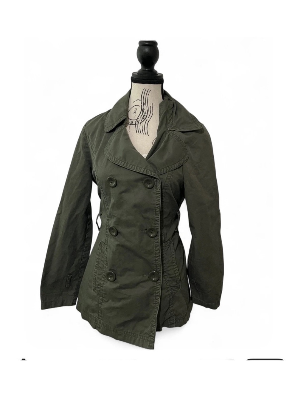 VTG Forever21 Women’s Olive Green Double Breast Coat Jacket Peacoat Size Medium
